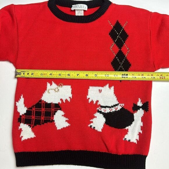 Vintage Kid’s Jet Set Red Sweater with Scottish Terrier Dogs Medium 10-12 - Picture 11 of 11